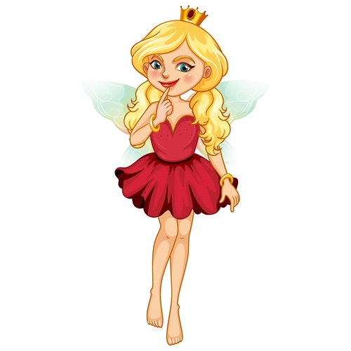 Crowned Blonde in Red Dress Fairy Transparent Sticker